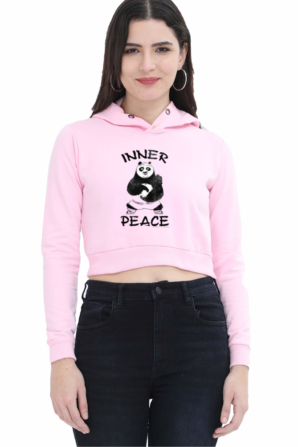 Inner Peace Panda Crop Hoodie - Image 2